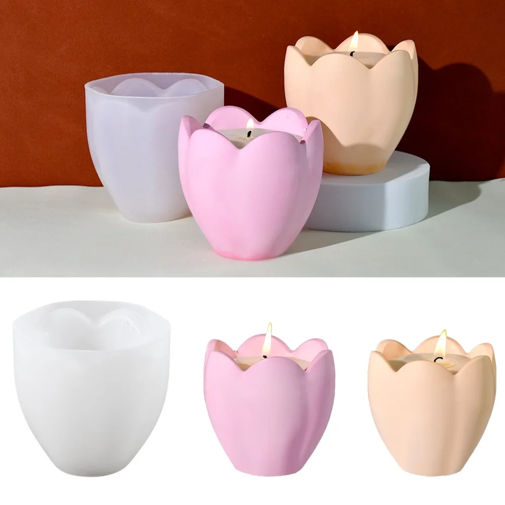 Craft Embellishment Storage - 튤립 양초 거치대 실리콘 몰드, 꽃