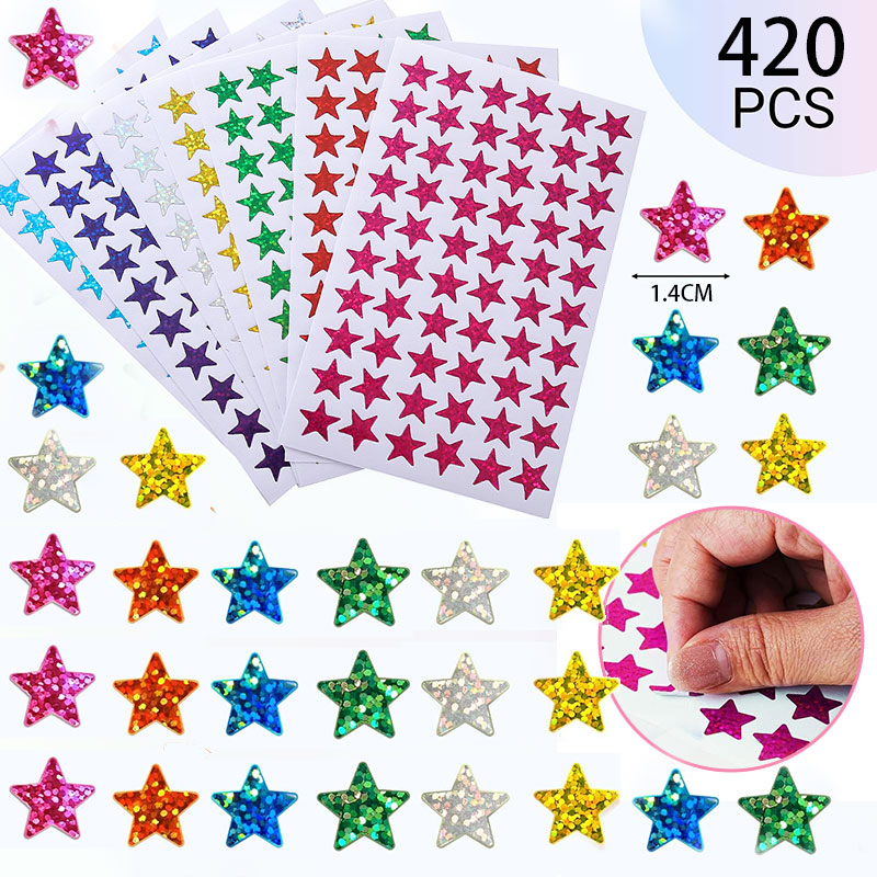 Glitter Vinyl Roll - 420Pcs 스타 스티커 반짝 이는 홀로그램