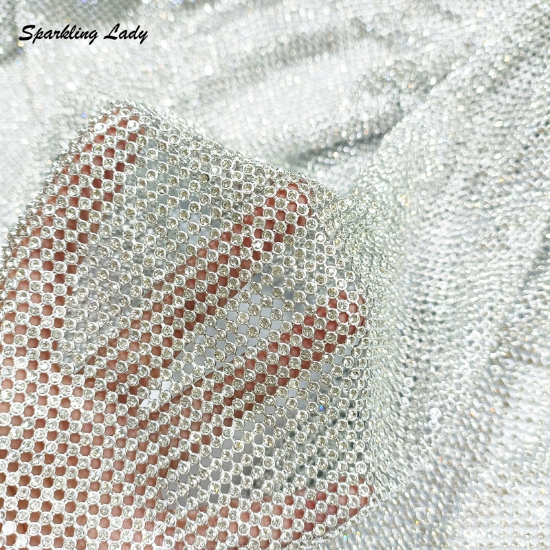 Crystal Mesh Fabric - 3MM 패션 메탈 라인스톤 원단 블링
