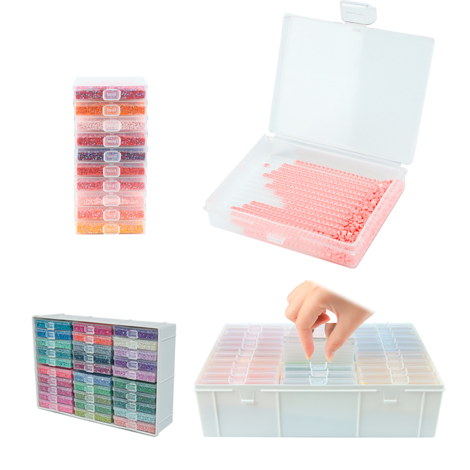 Craft Embellishment Storage - 다이아몬드 페인팅 아트 트레이 세트(60개 수납함