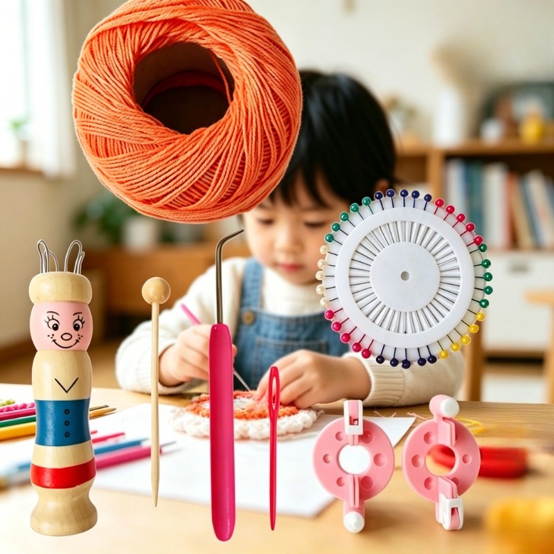 Pom Pom Maker Tool - 나무 인형 프랑스식 뜨개질 도구 어린이