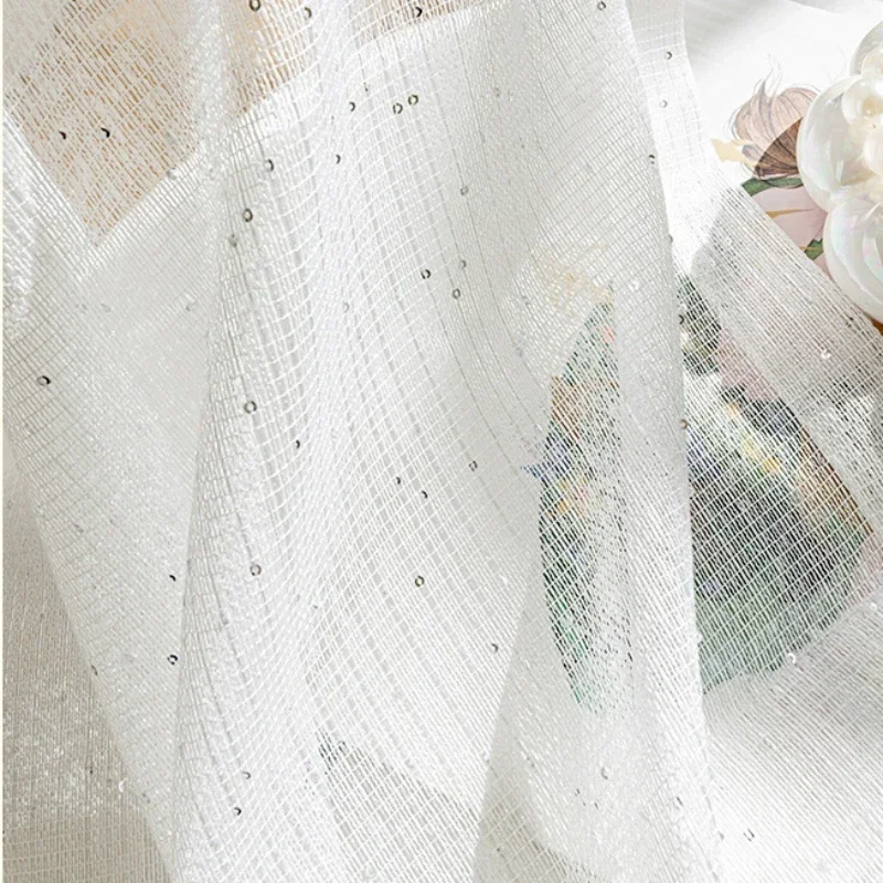 거실 침실 다이닝 룸을위한 프랑스어 쉬어 커튼 원사 새 - Sequin Fabric Panel 리뷰 및 가격