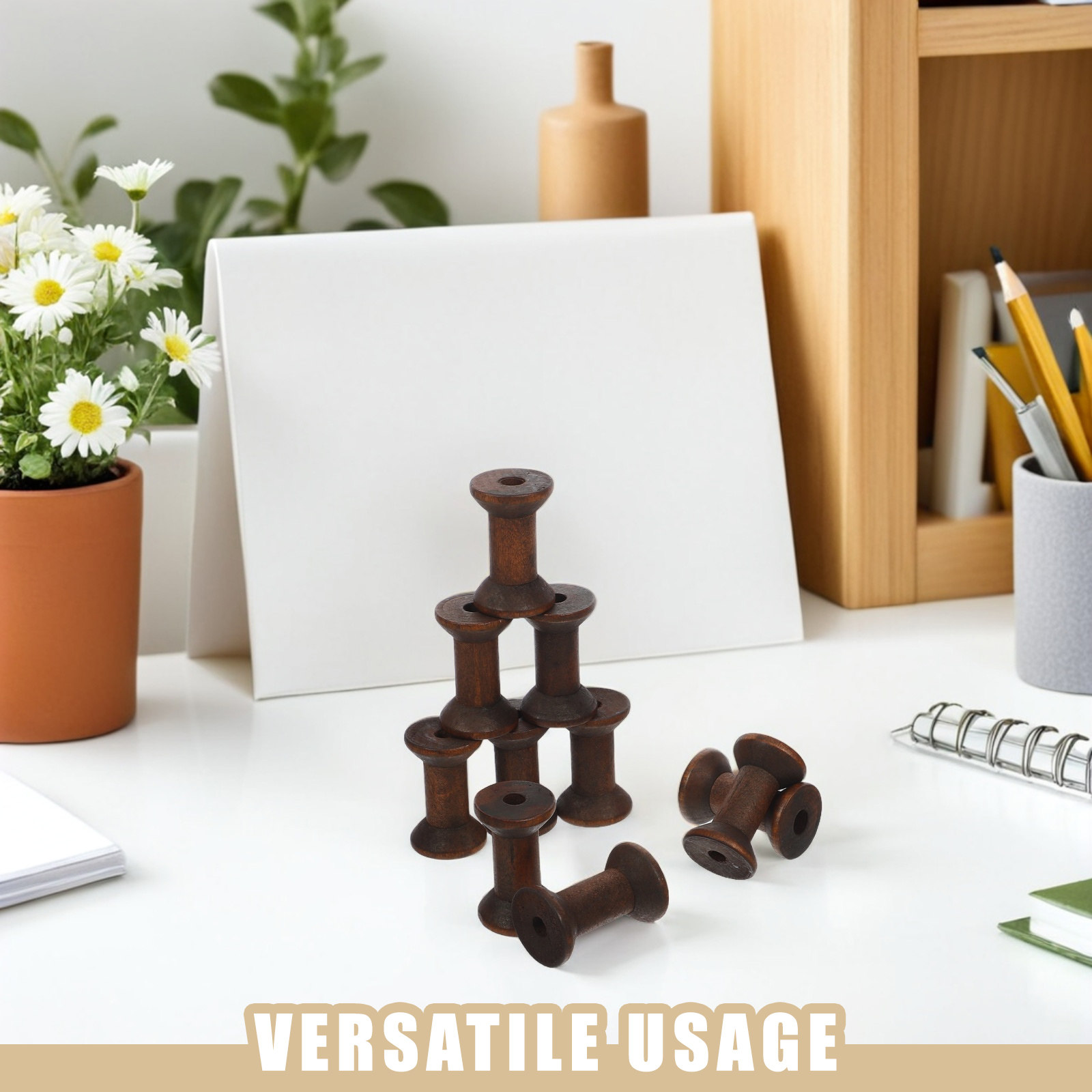 10Pcs 빈티지 나무 스풀 천연 나무 빈 실 보빈 D - Organza Ribbon Spool 리뷰 및 가격