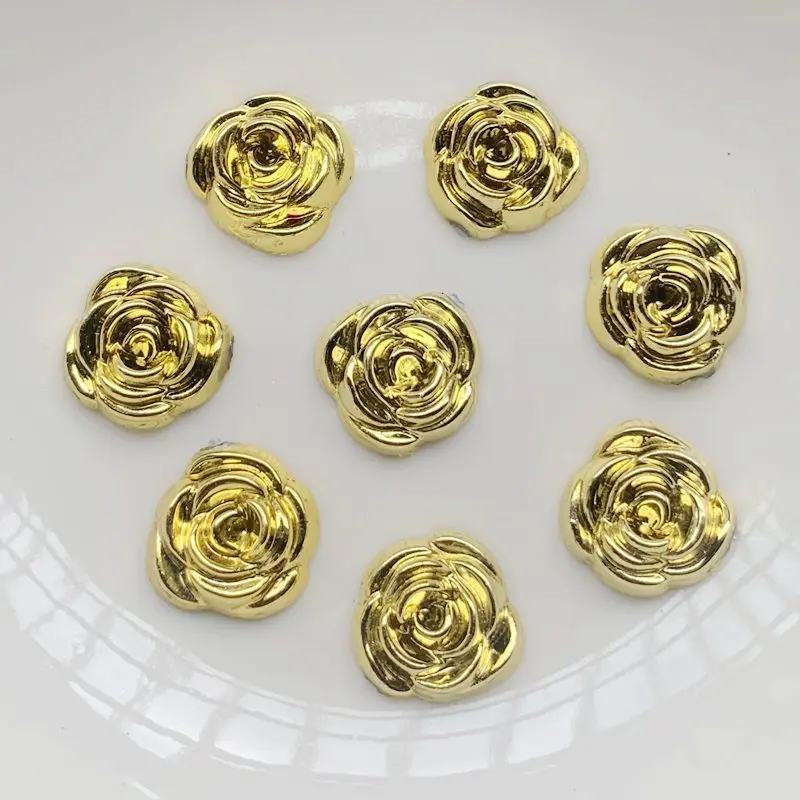 40pcs 14mm 골드 장미 꽃 수지 카보 숑 보석  - Embellishment Glue Craft 리뷰 및 가격