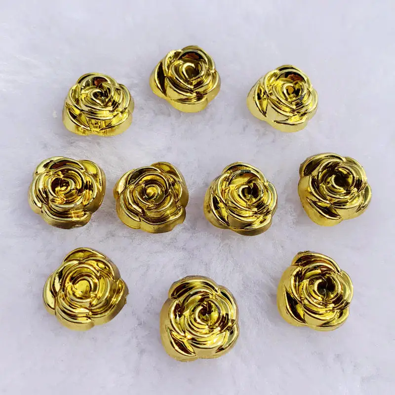 40pcs 14mm 골드 장미 꽃 수지 카보 숑 보석  - Embellishment Glue Craft 리뷰 및 가격