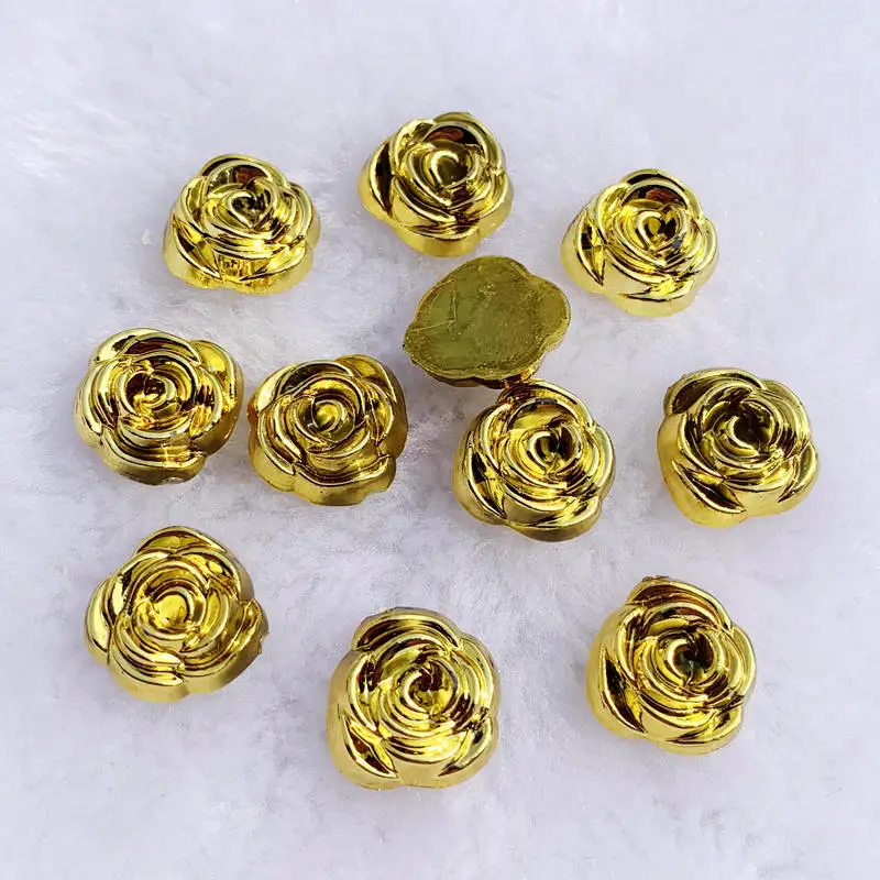 40pcs 14mm 골드 장미 꽃 수지 카보 숑 보석  - Embellishment Glue Craft 리뷰 및 가격