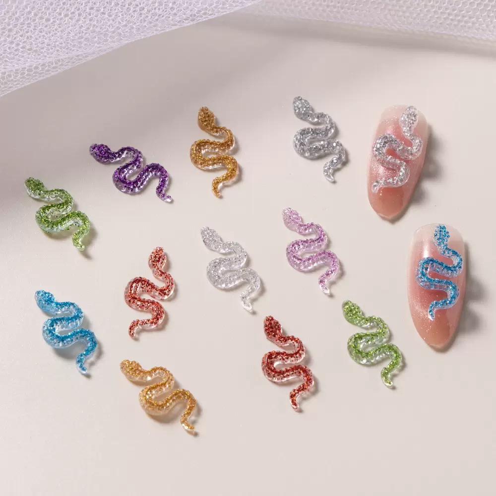 작은 반짝이 만화 뱀 모양 레진 참 장식품, 프레스온  - Embellishment Glue Craft 리뷰 및 가격