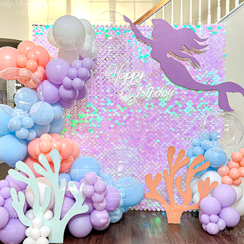 12개 인어공주 스팽글 벽 패널, 무지개빛 은색 파란색 - Sequin Fabric Panel 리뷰 및 가격